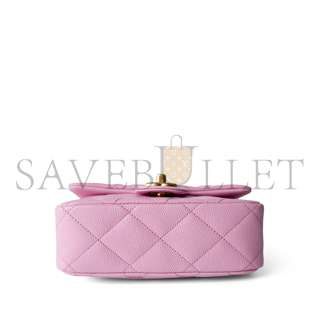 Ch*el pink caviar quilted sweetheart flap gold hardware (20*14*6cm)